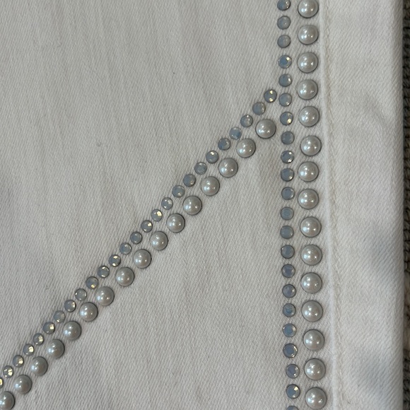 7 for all mankind skinny white bling skinny jeans with studs and crystals 28 - Picture 5 of 7